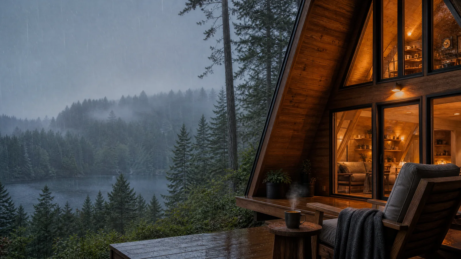 Wie Regentage in der A-Frame-Hütte Freude machen