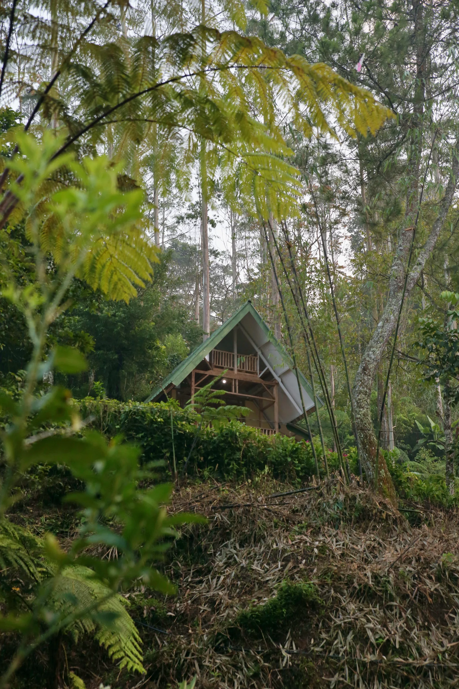 Um detalhe prático da estrutura em A relacionado ao planejamento cuidadoso da cabana