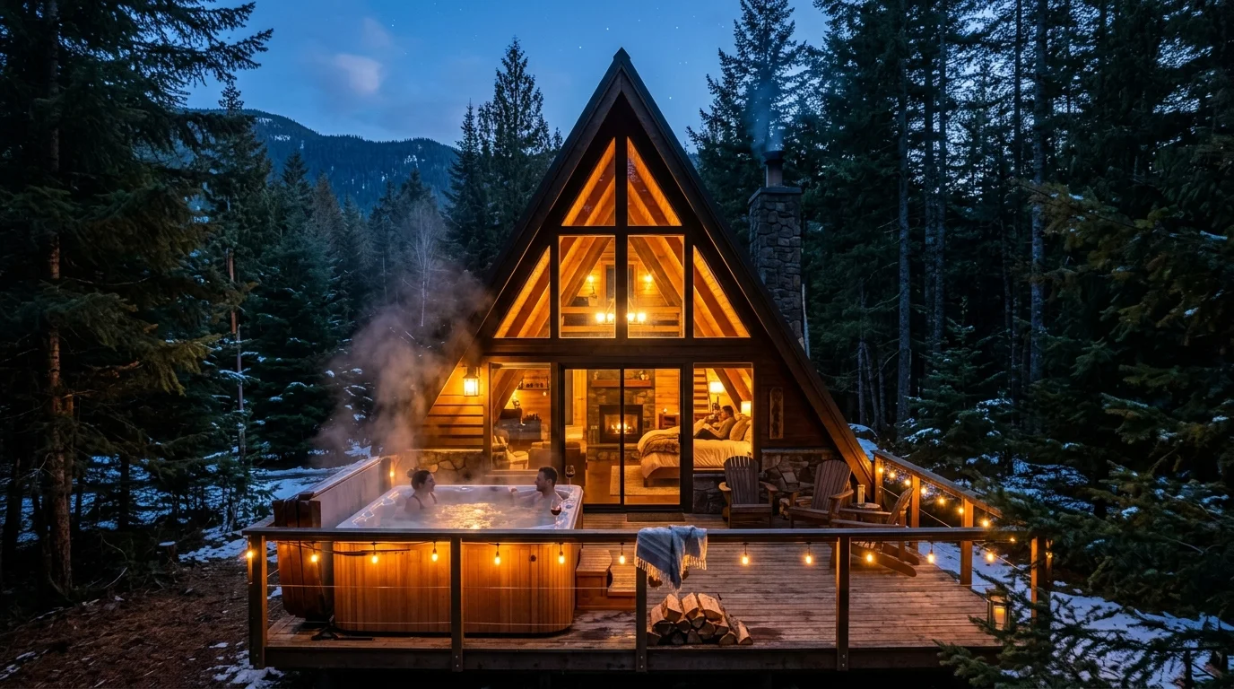 Outdoor timber deck with hot tub delivering higher average daily rates